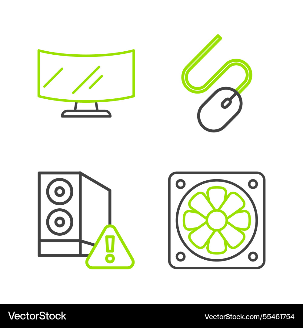 Set line computer cooler case of mouse Set line computer cooler case of mouse vector image
