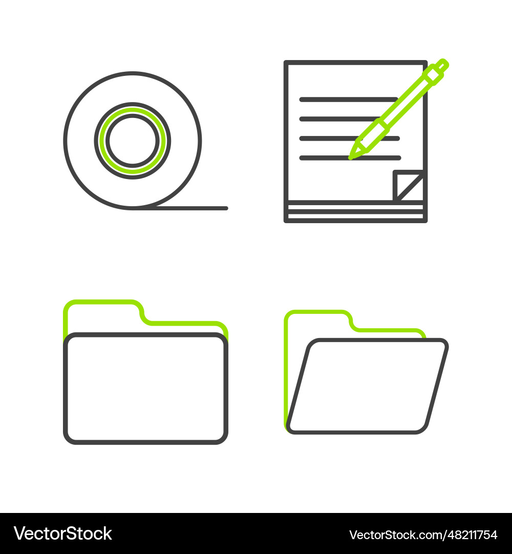 Set line document folder blank notebook and pen Set line document folder blank notebook and pen vector image