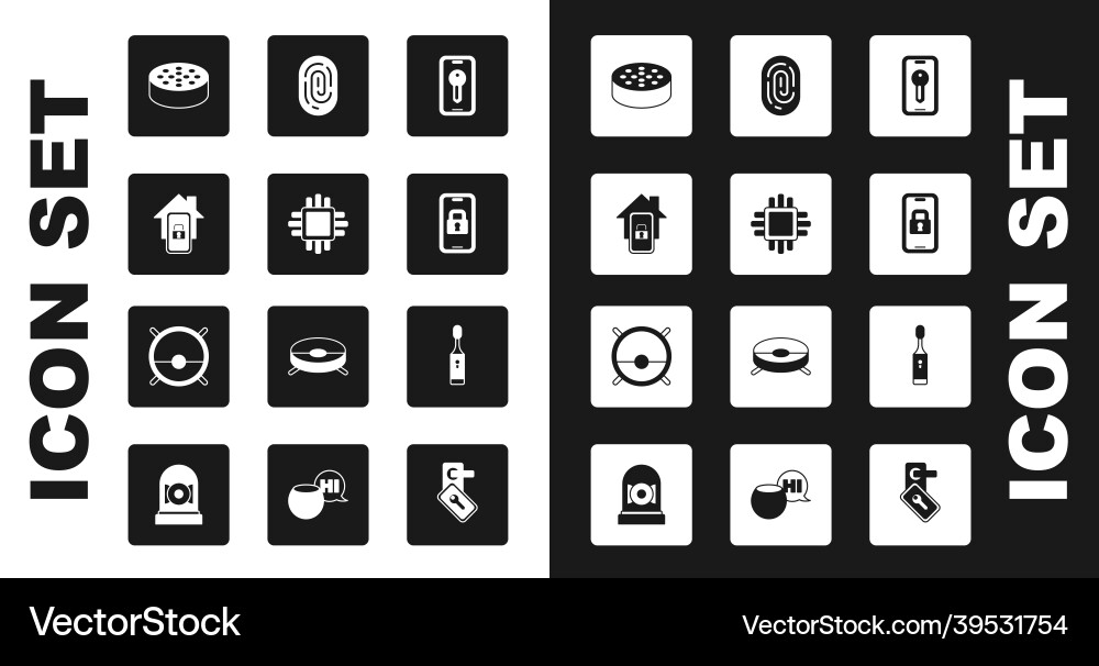 Set smart key processor with cpu mobile Set smart key processor with cpu mobile vector image