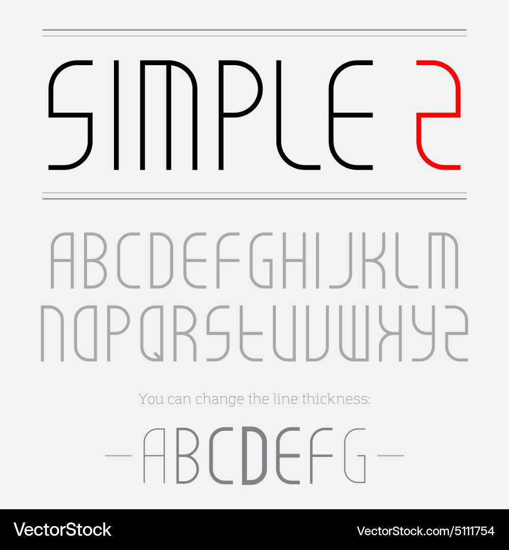Simple font made of thin lines you can change vector image