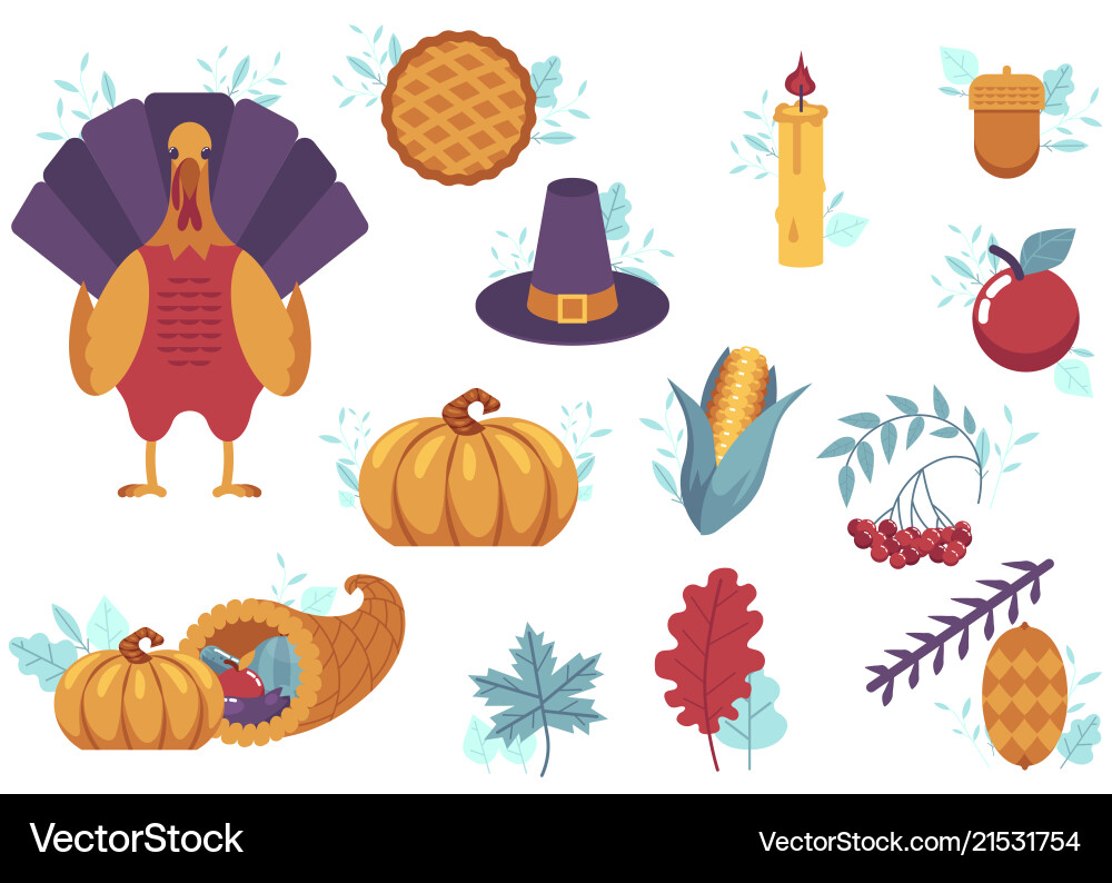 Thanksgiving Harvest Symbols Vector Image