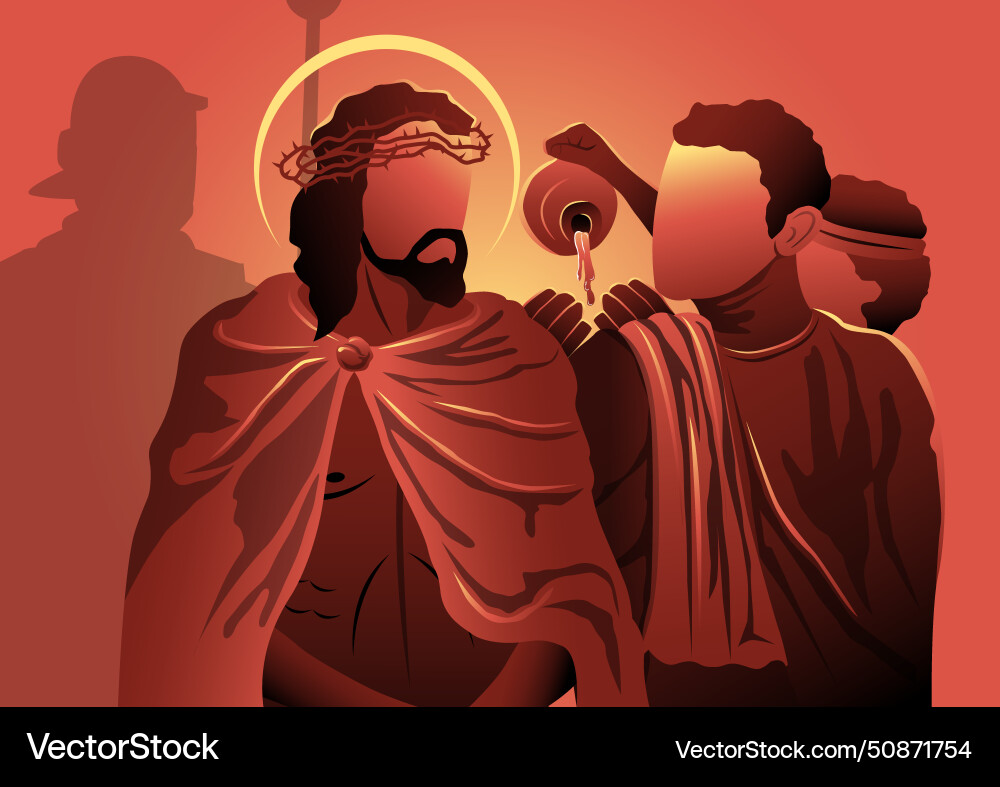 Way of the cross first station pilate condemns Vector Image