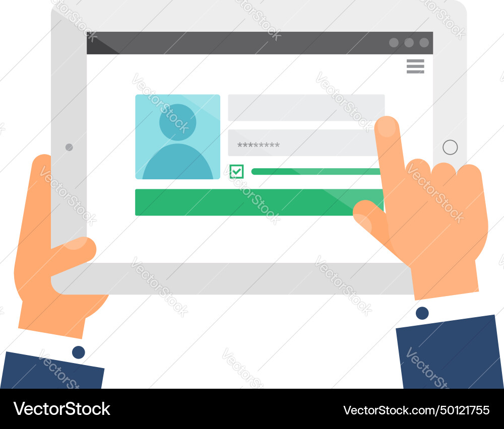 Account web page entering privacy data Account web page entering privacy data vector image