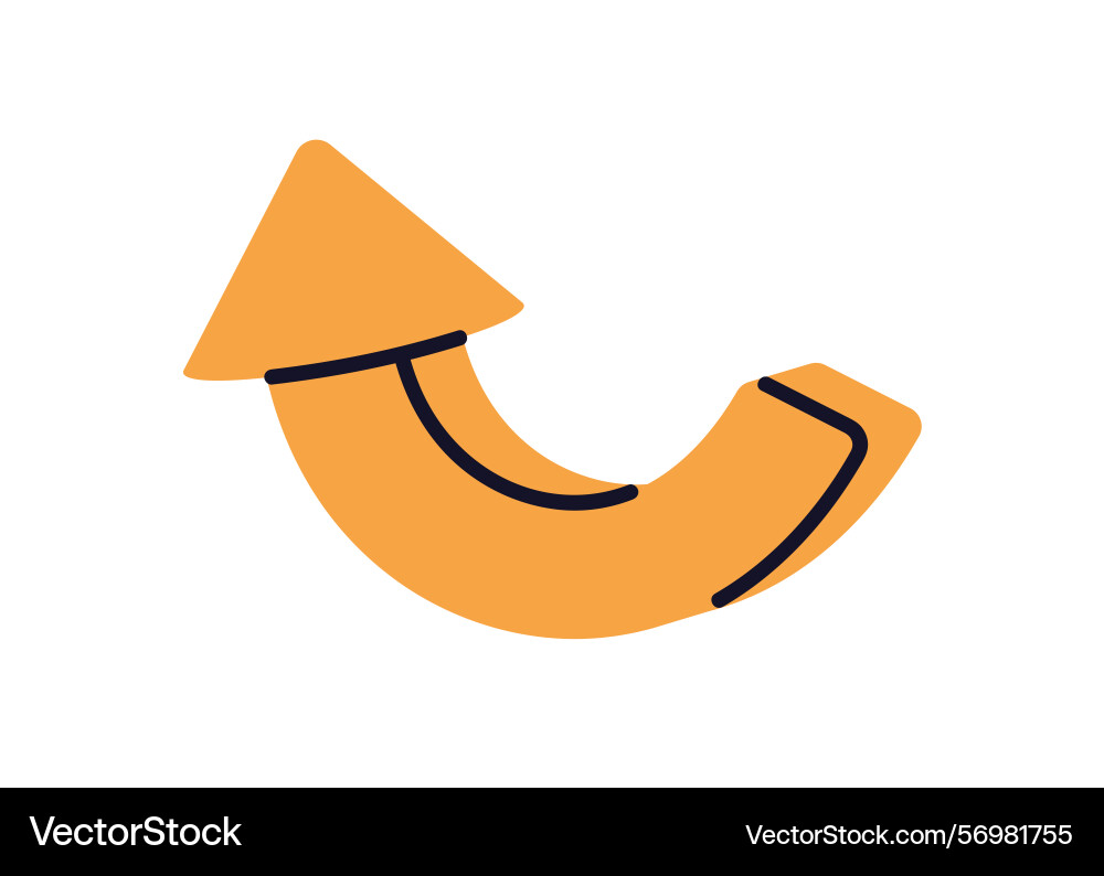 Arrow pointing up and back pointer curved bent Arrow pointing up and back pointer curved bent vector image