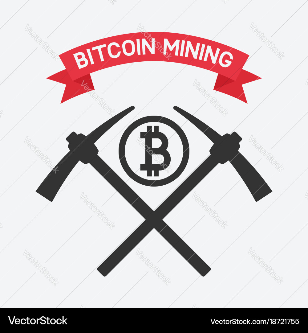 Bitcoin Mining Icon Set vector image