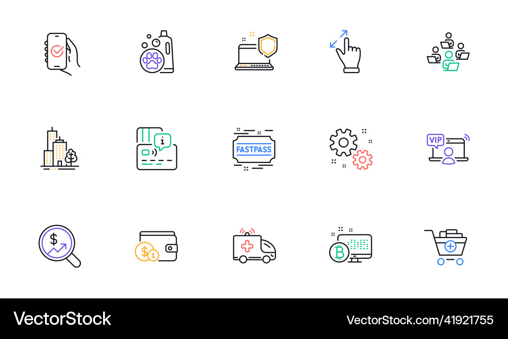 Bitcoin system computer security and card line Bitcoin system computer security and card line vector image