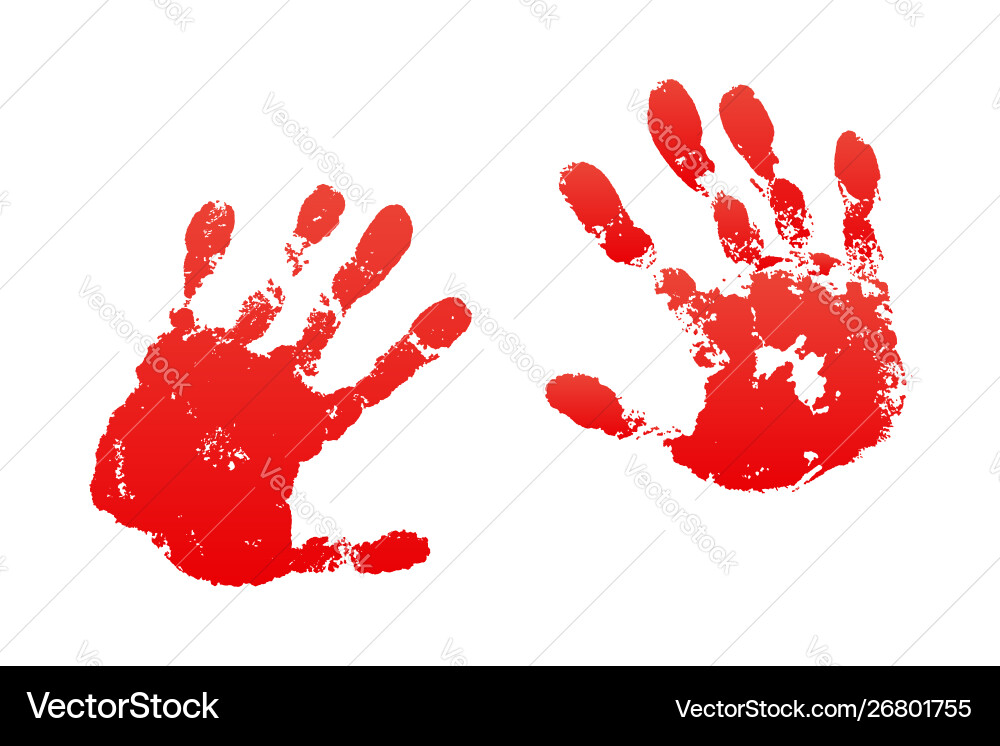 Bloody hand print isolated white background Vector Image