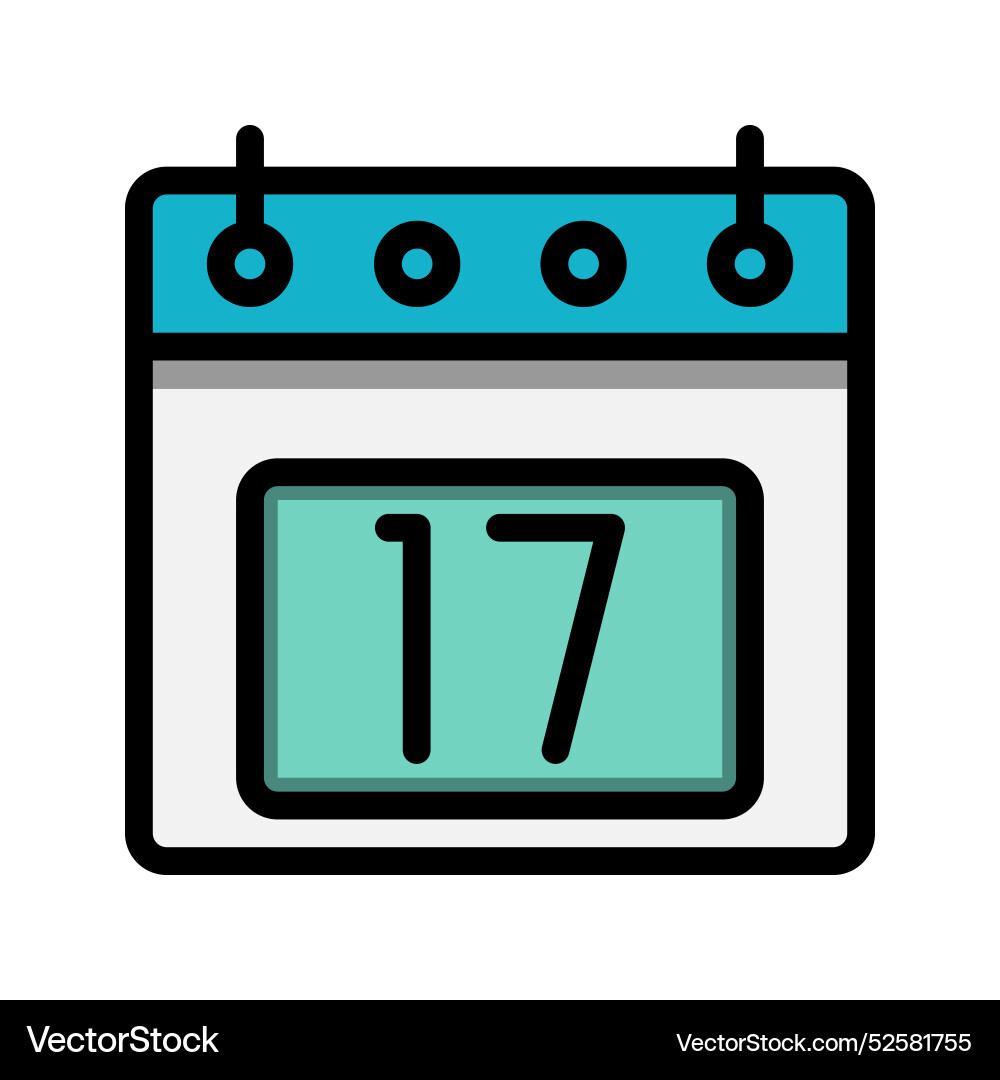Calendar 17st date color linear icon time event Calendar 17st date color linear icon time event vector image