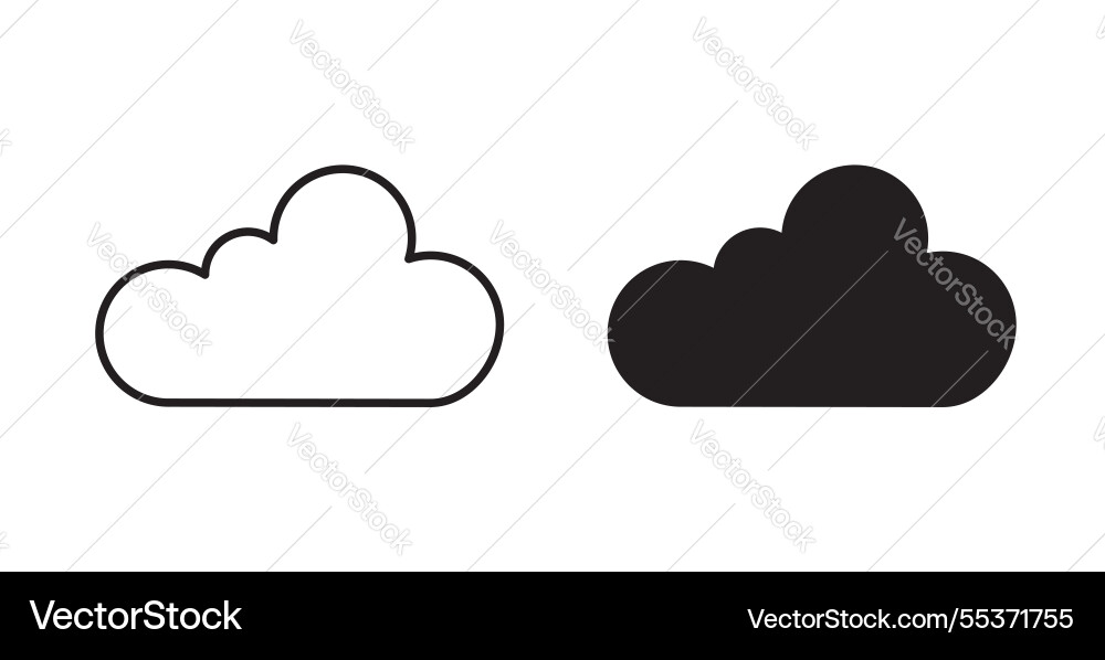 Clouds icon set in thin line for web vector image