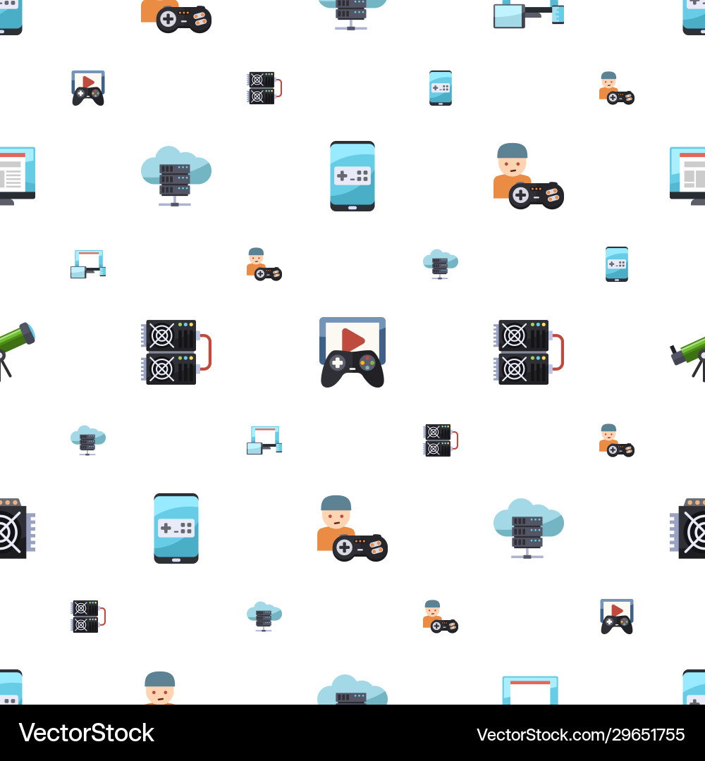 Device icons pattern seamless included editable vector image