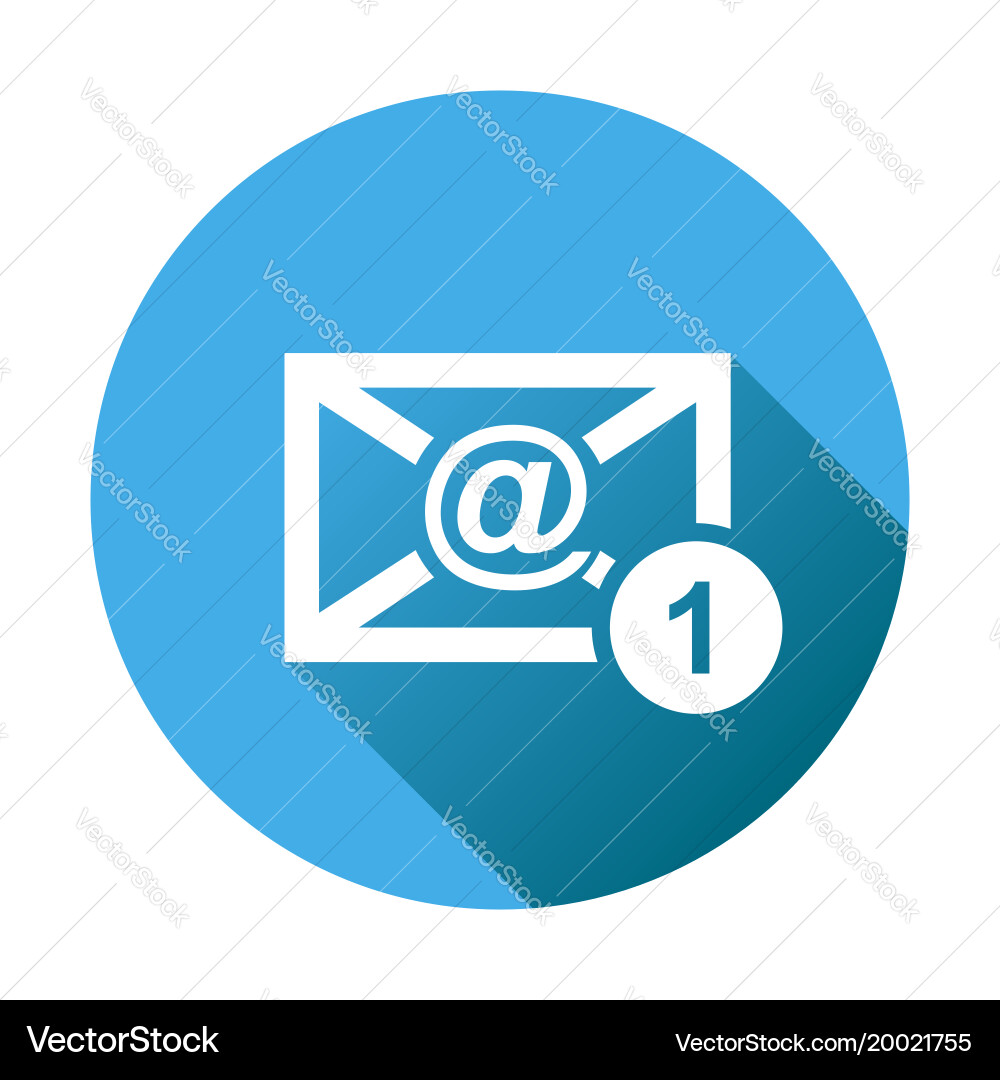 Email envelope message in flat style on round vector image