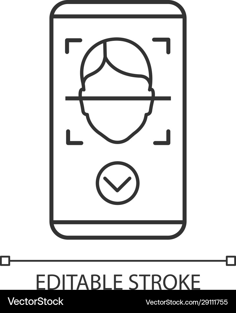 Face scan approved linear icon Face scan approved linear icon Vector Image