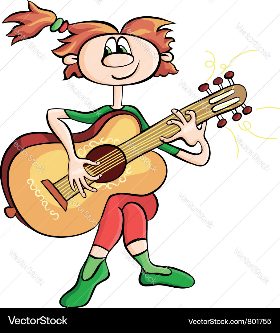 Girl playing the guitar Vector Image
