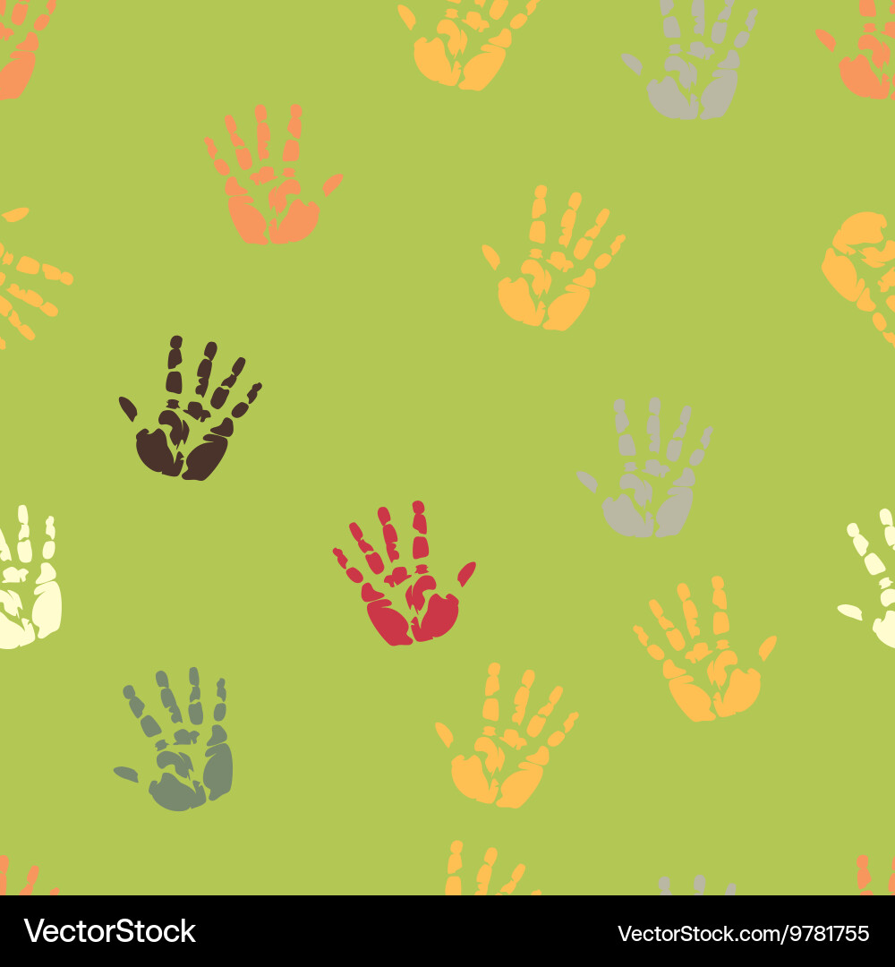 Hand palm ink splash print seamless background Vector Image