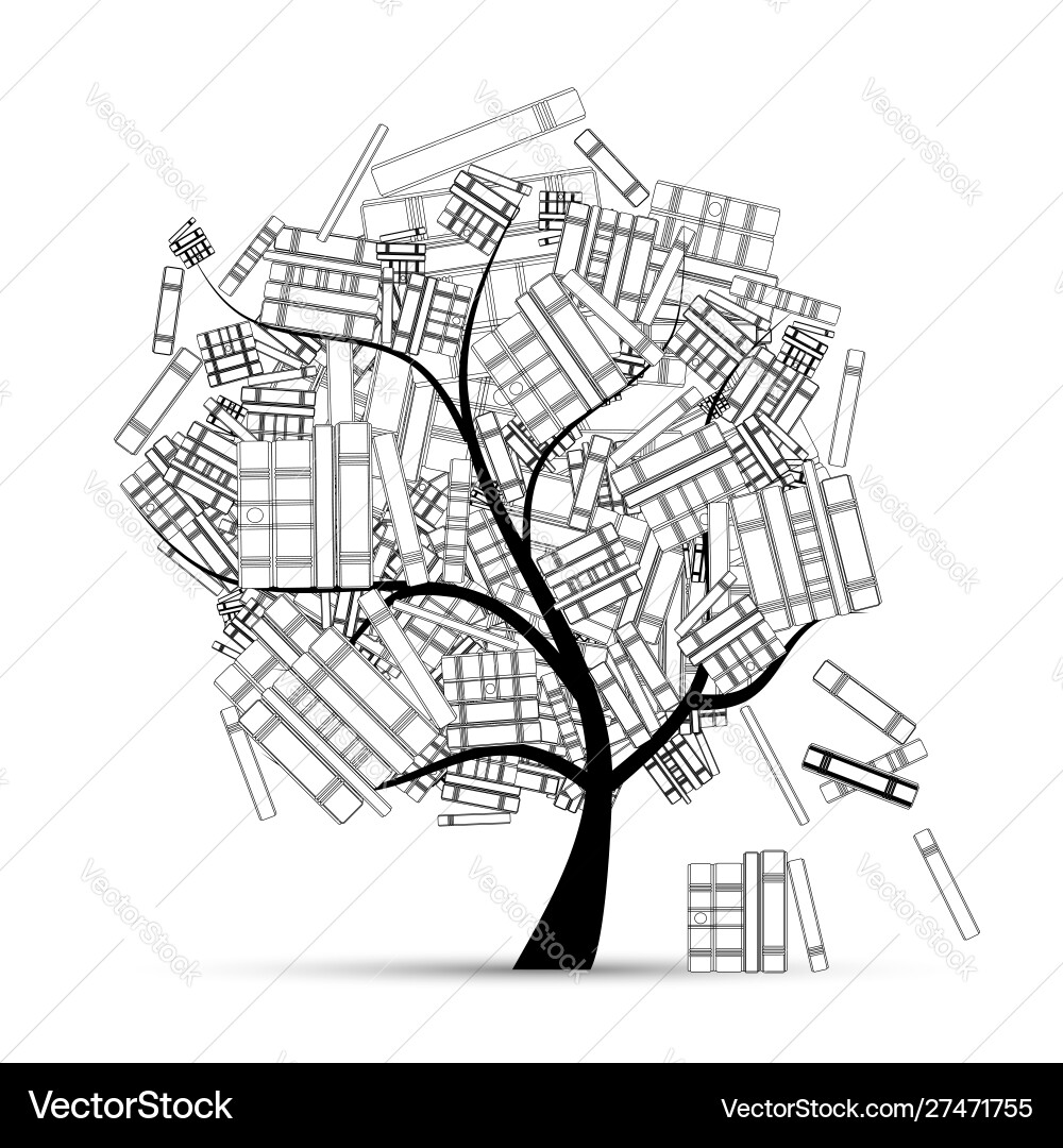 Library tree with book for your design Vector Image