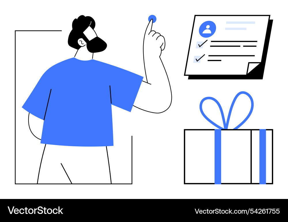 Man pointing at document with checklist Man pointing at document with checklist Vector Image