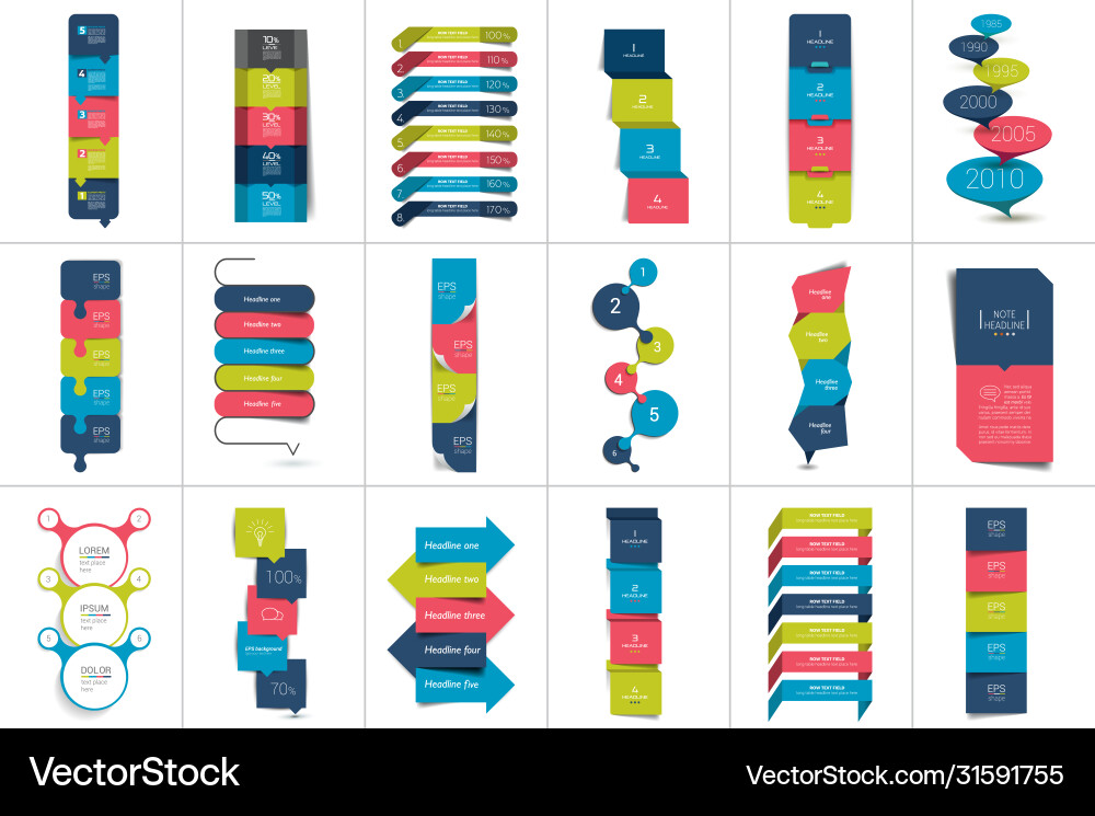 Mega set option step vertical schedule Mega set option step vertical schedule vector image