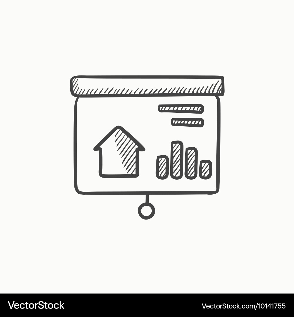 Presentation on projector screen sketch icon Vector Image