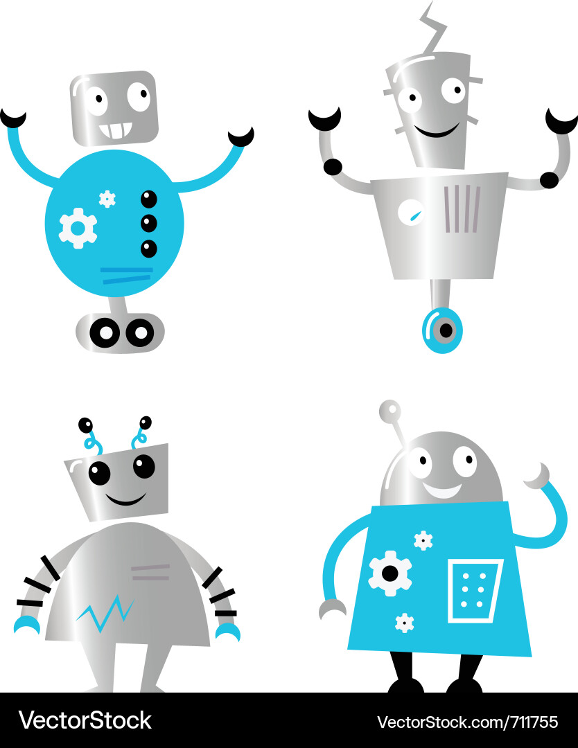 Retro Robots Collection Vector Image