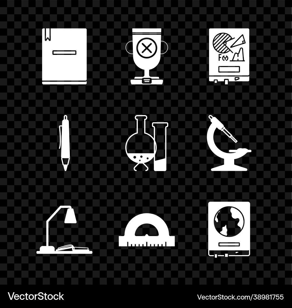 Set notebook workplace table lamp and open Set notebook workplace table lamp and open vector image