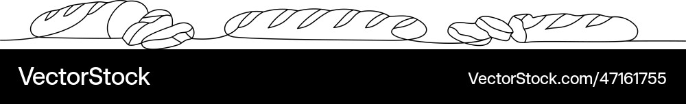 Set of sliced baguette one line continuous drawing Vector Image
