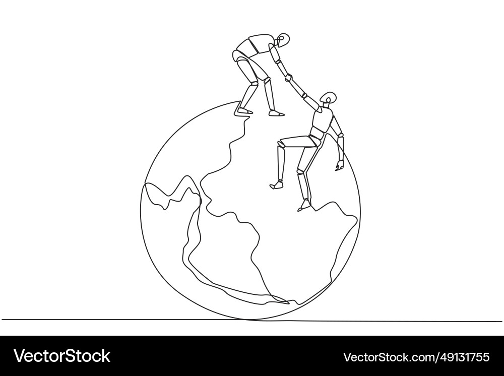 Single continuous line drawing smart robotic Single continuous line drawing smart robotic Vector Image