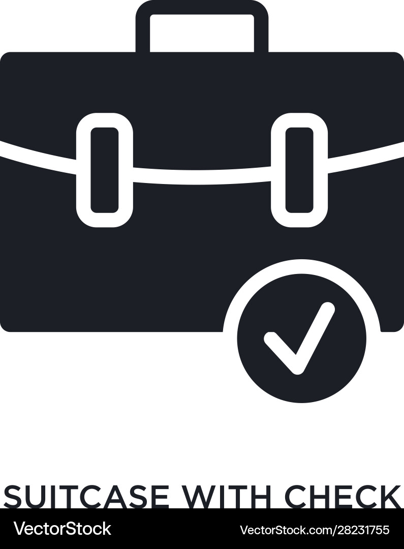 Suitcase with check isolated icon simple element Suitcase with check isolated icon simple element Vector Image