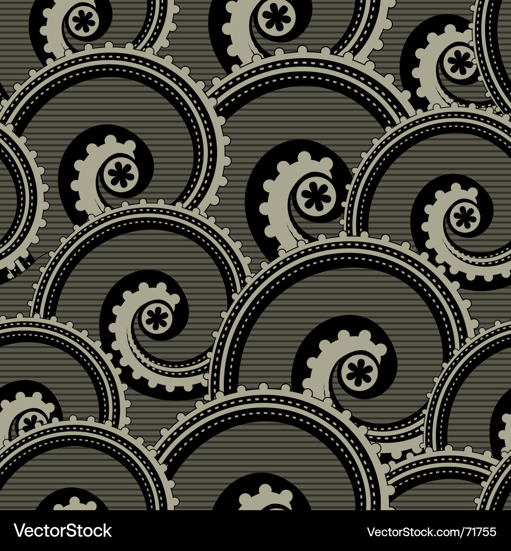 Swirls & Gears Pattern vector image