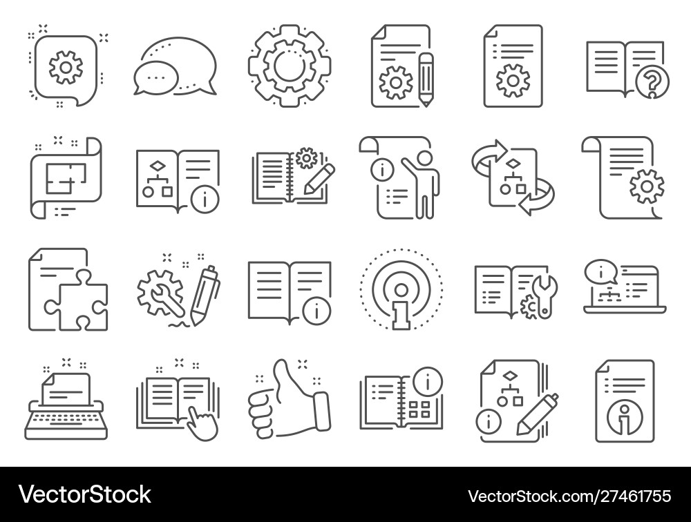 Technical documentation line icons set vector image