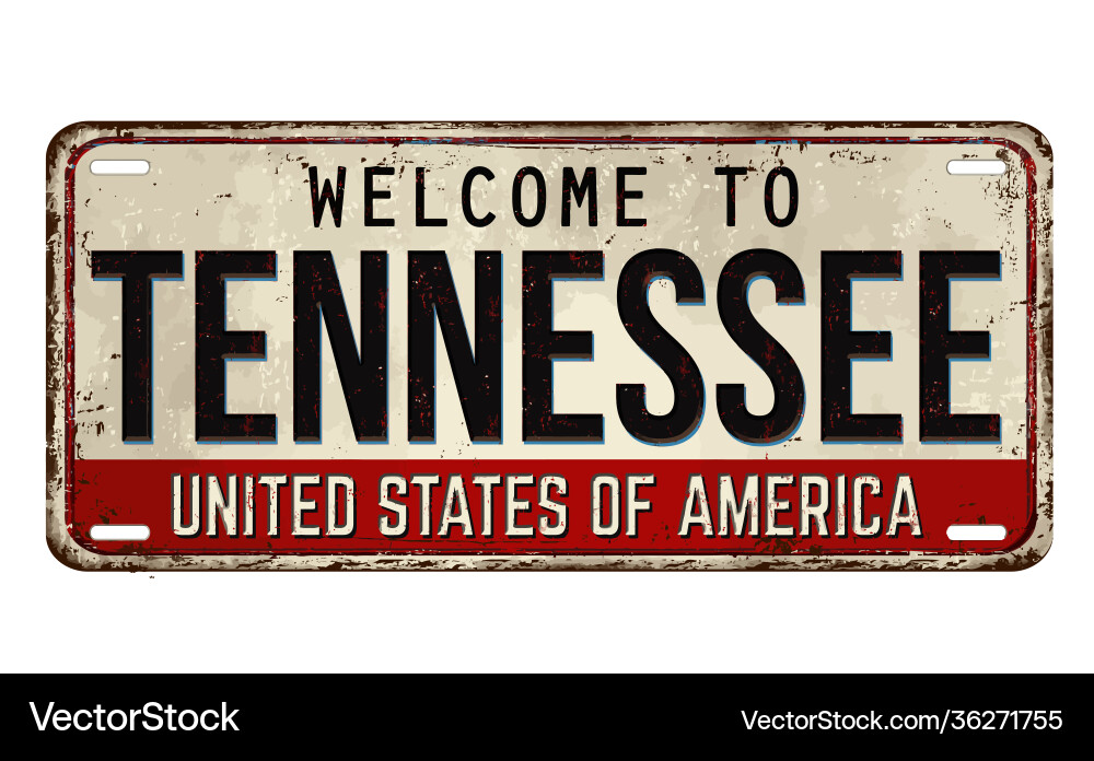 Welcome to Tennessee - Vintage Plate Vector Image