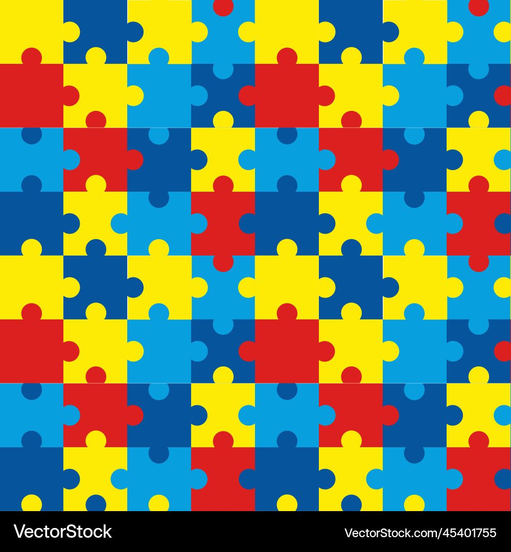 World autism day bright puzzle pattern vector image