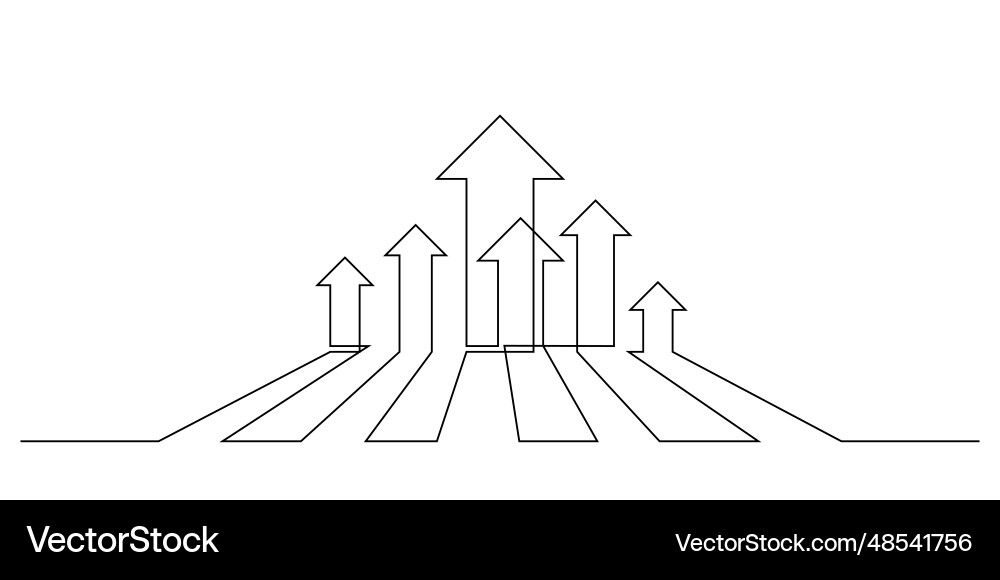 Arrows in up direction perspective one line Arrows in up direction perspective one line Vector Image