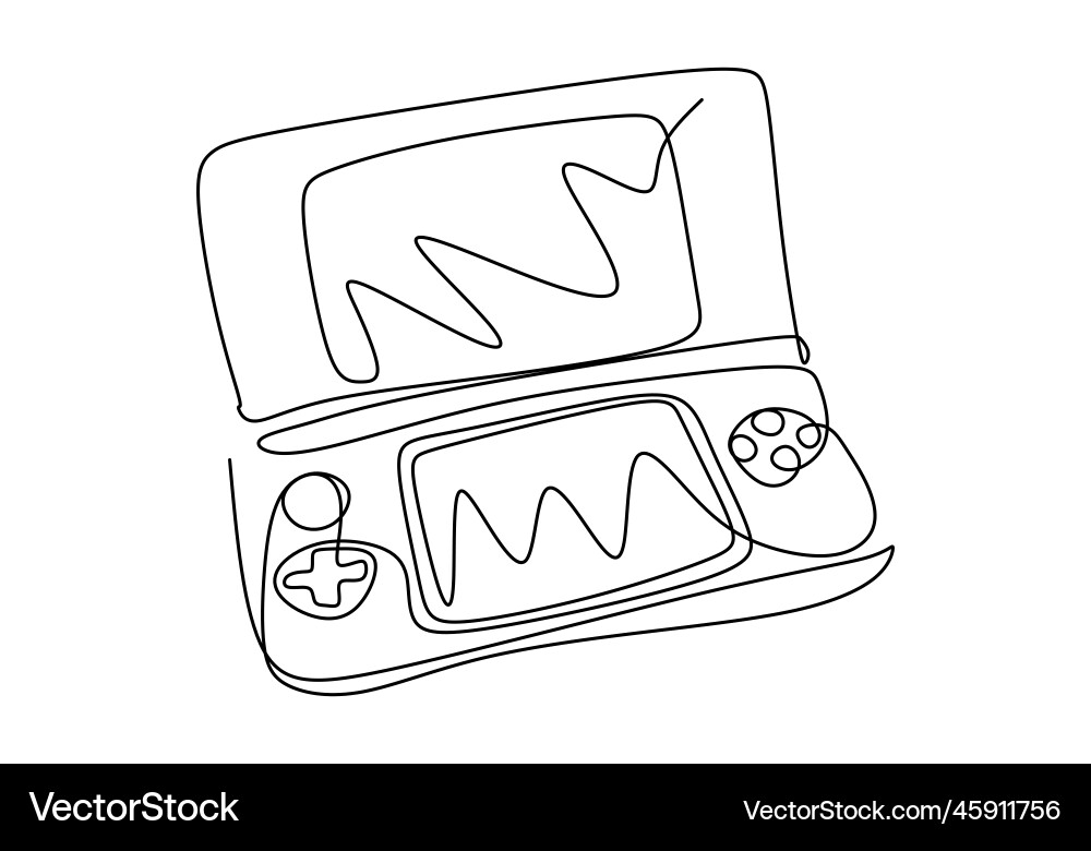 Continuous one line drawing of game console icon Continuous one line drawing of game console icon vector image