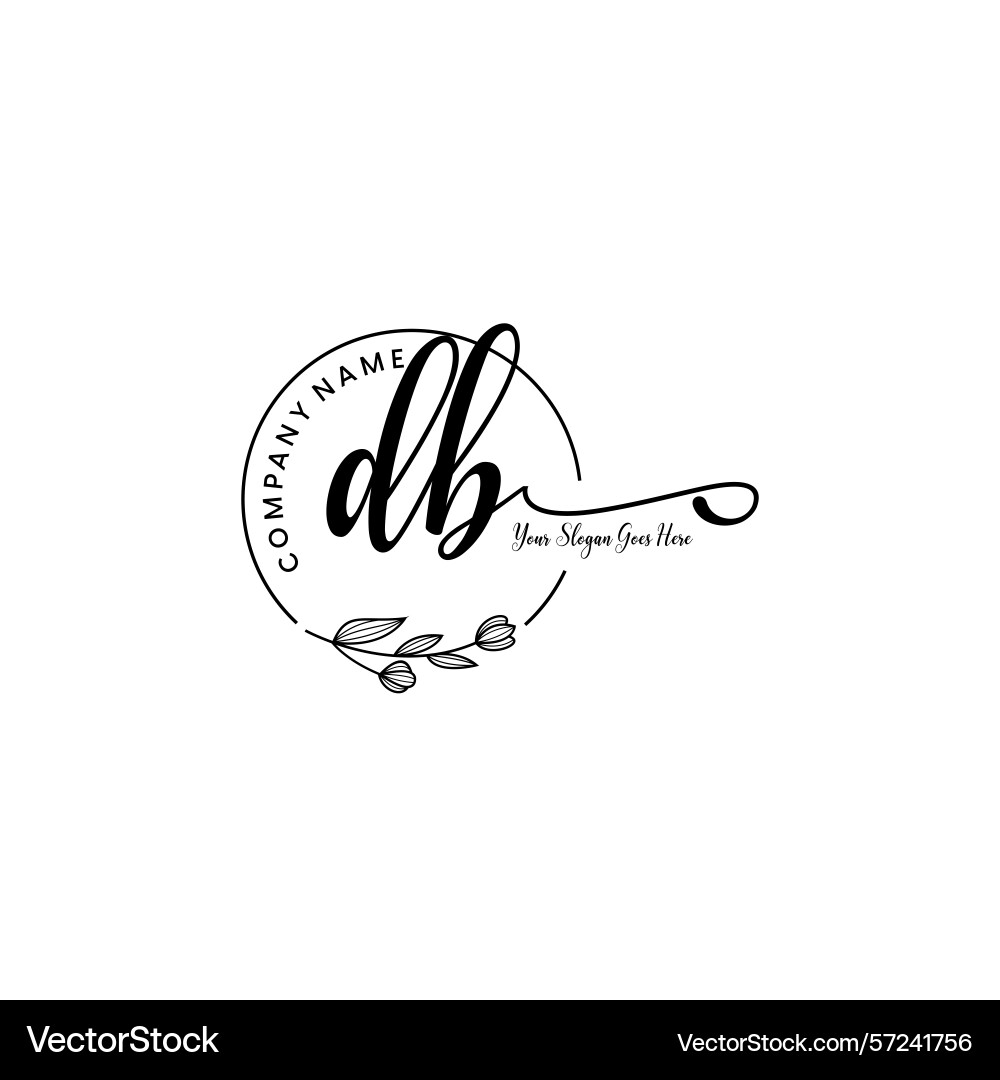 Elegantes db ursprüngliches Logo-Design mit botanischen Elegantes db ursprüngliches Logo-Design mit botanischen Vektorbild