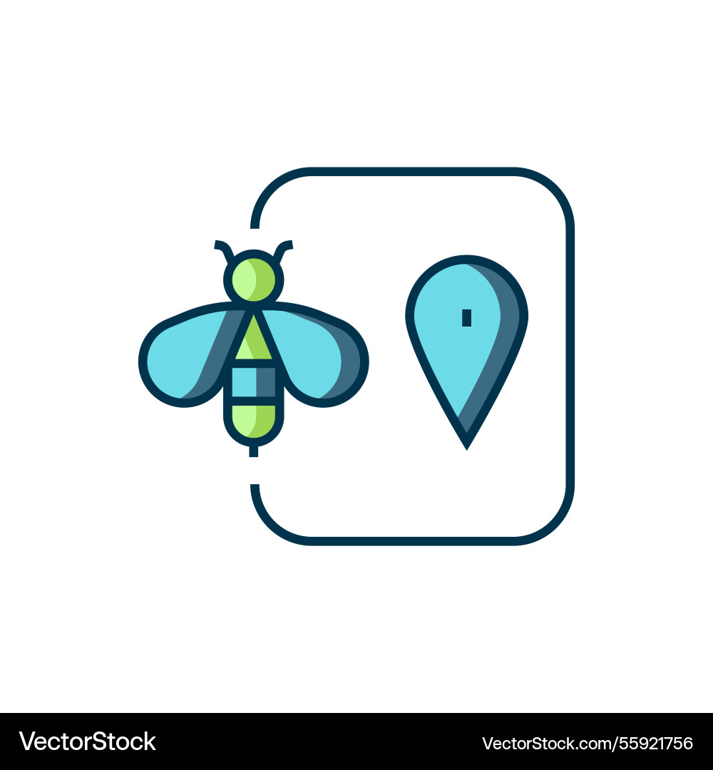 Filled outline bee location map pin pointer icon Filled outline bee location map pin pointer icon Vector Image