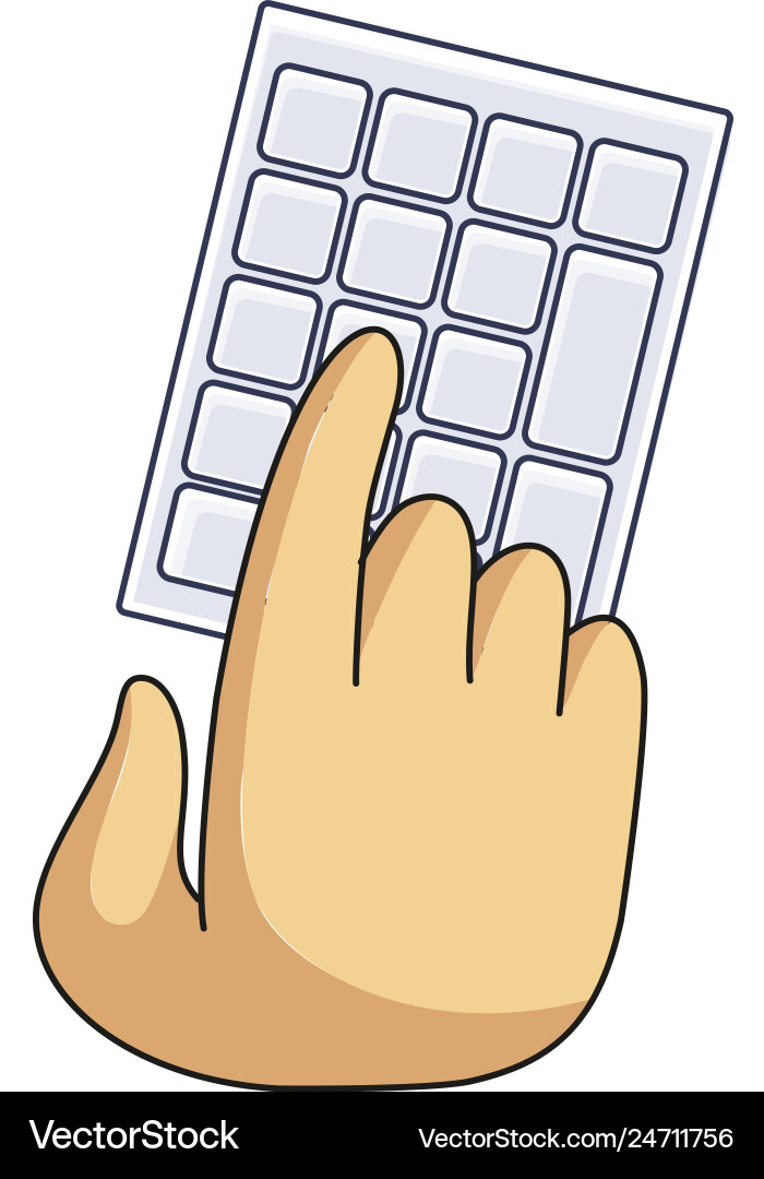 Light number keyboard and user hands on keys Light number keyboard and user hands on keys vector image