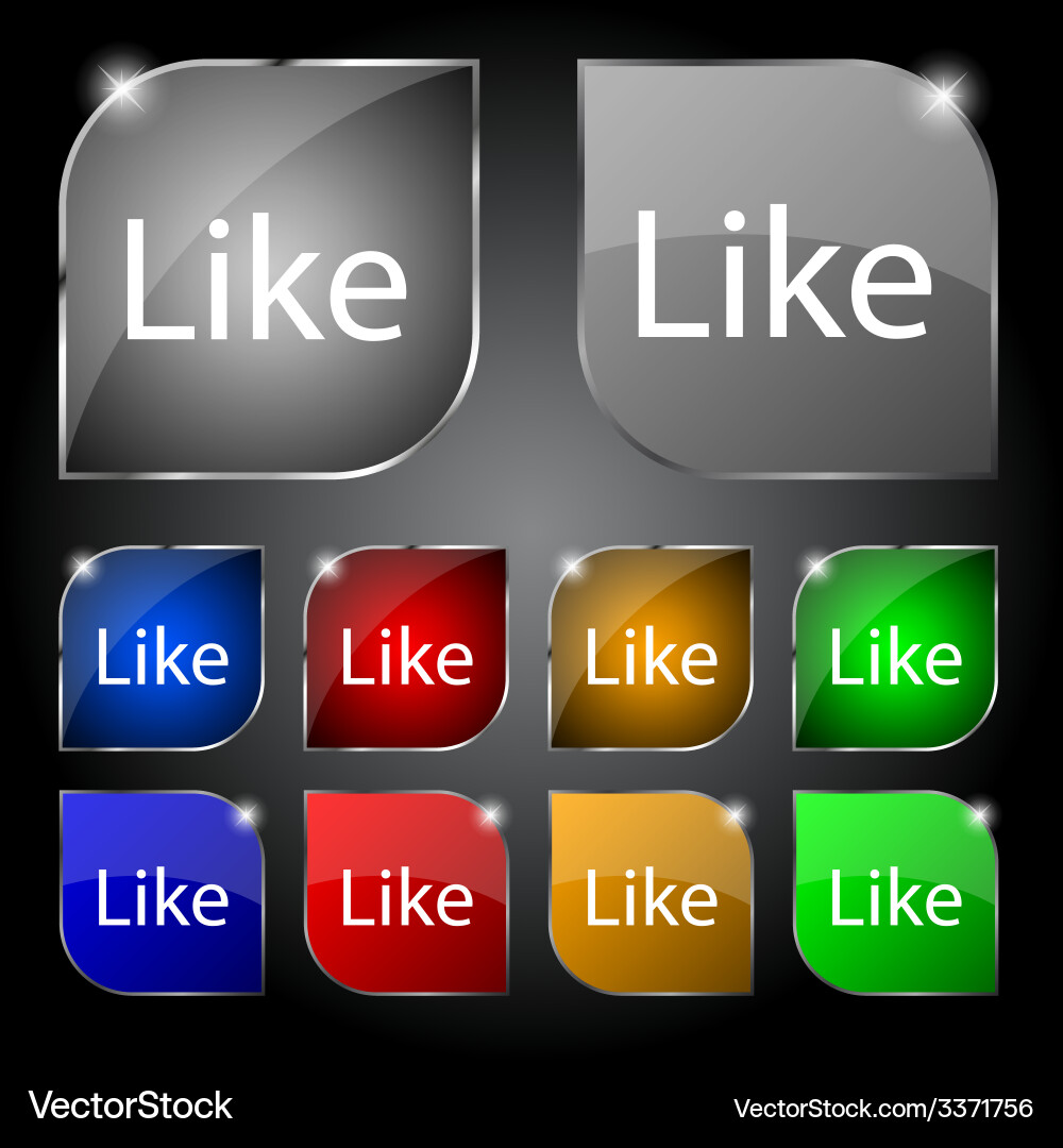 Like sign icon set of colored buttons Vector Image