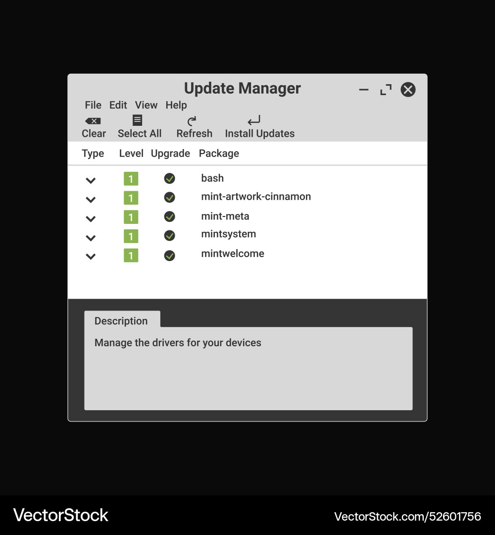 Modern update manager application in green color Vector Image