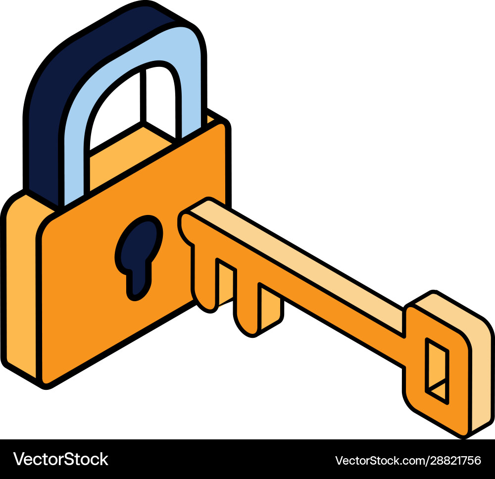 Security padlock with key on white background Vector Image