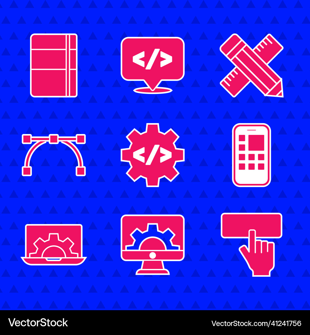 Set front end development web keyboard mobile Set front end development web keyboard mobile vector image