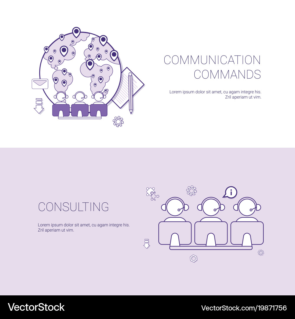 Set of communication commands and consulting Vector Image