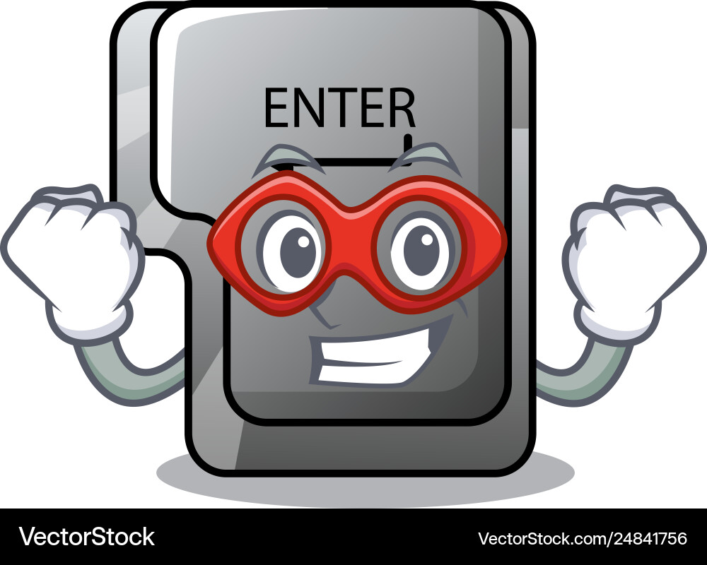 Super hero button enter on a keyboard character vector image