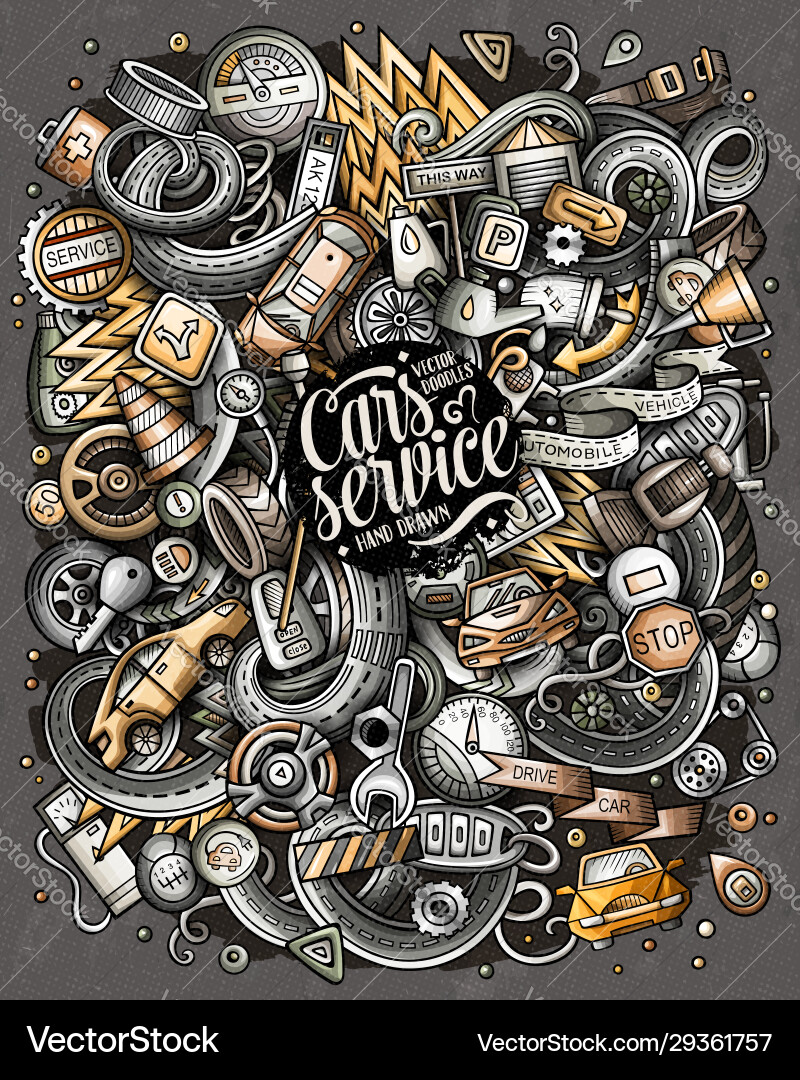 Auto Doodle Collection Vektorbild