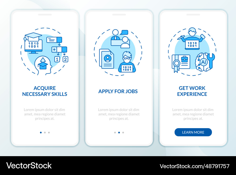 Blue walkthrough ai engineer with line icons Blue walkthrough ai engineer with line icons vector image