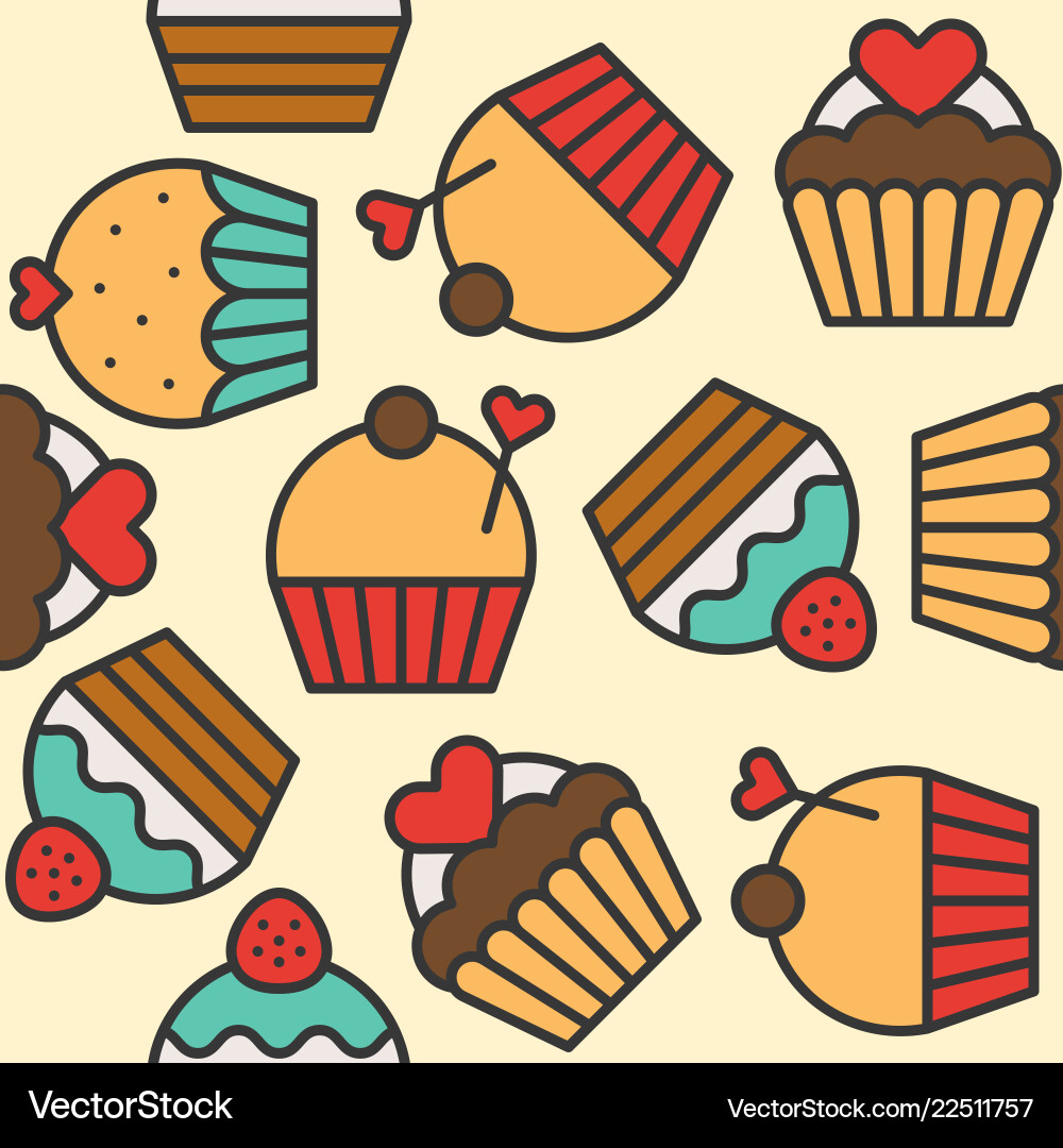 Cupcake seamless pattern for use as background Vector Image