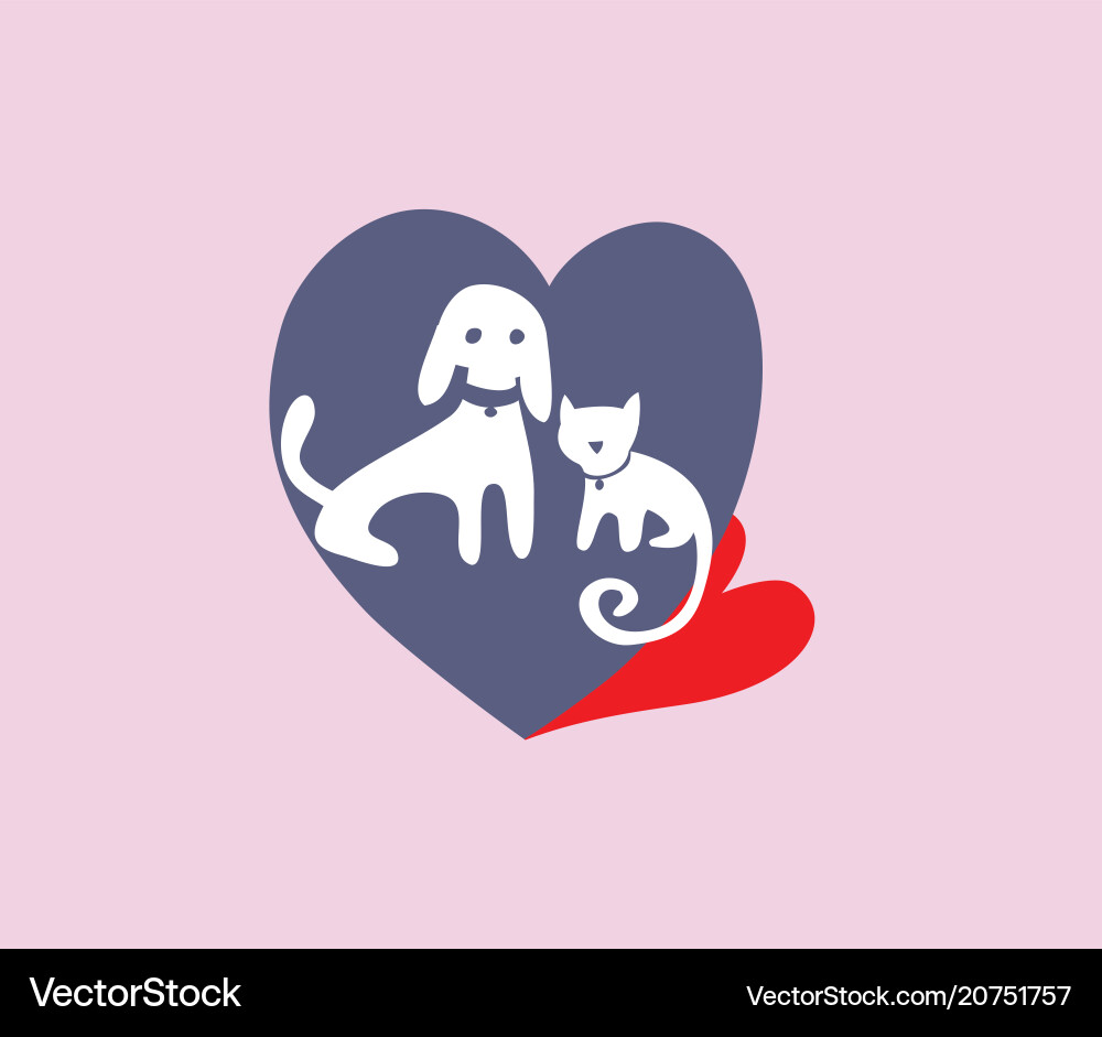 Cute Pet Heart Logo Vector Image