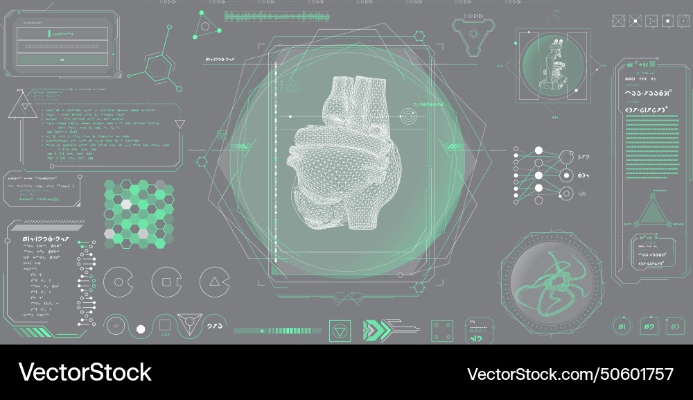 Data elements for sci-fi interface vector image