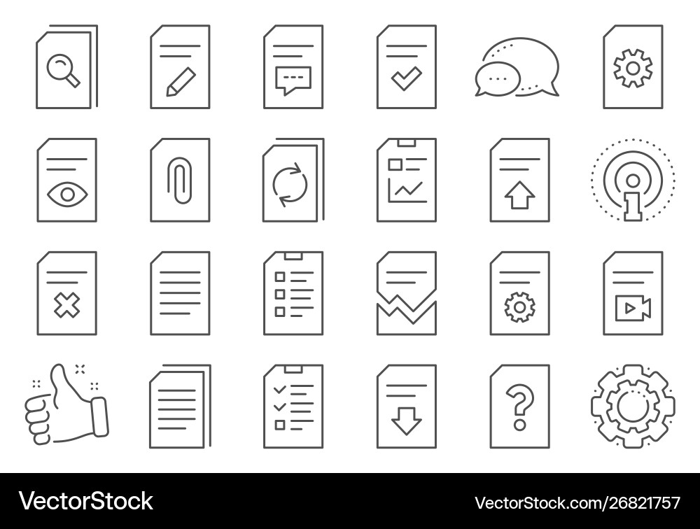 Document line icons report checklist and copy Document line icons report checklist and copy vector image