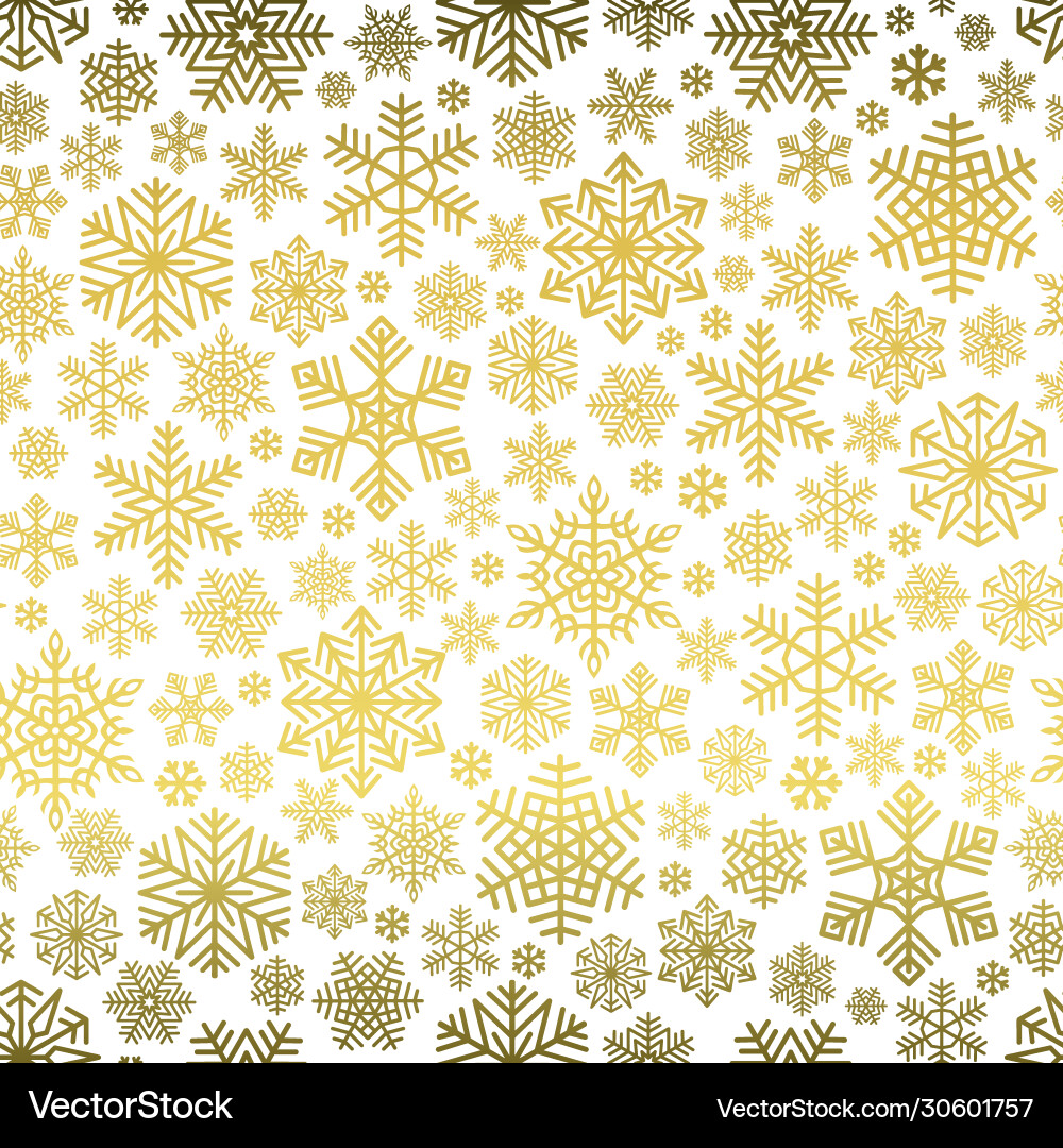 Golden Snowflake Pattern - Seamless vector image
