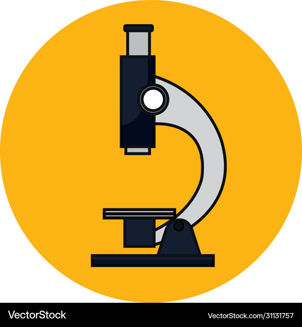 Microscope laboratory in frame circular Microscope laboratory in frame circular vector image